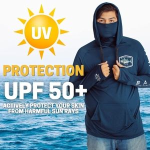 Fishing Hoodie Shirt for Men Long Sleeve with Hood and Gaiter Size XL